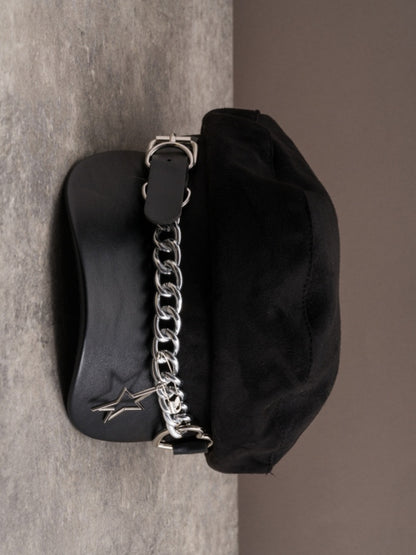Hat Star Heart Charm With Black Design Buckle Gothic Beret Chain