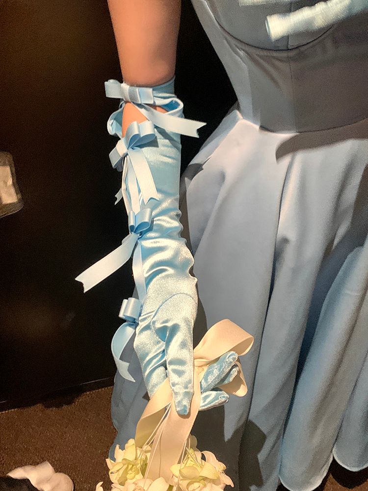 Blaue Bowknot Handschuhe Vintage
