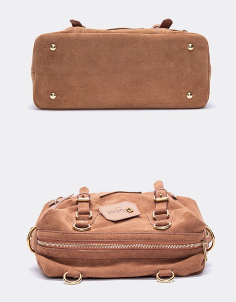 Belt Accents Vintage Brown 2-Way Backpack With