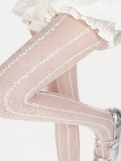 3 Colors Semi-sheer Tights with Striped Pattern - ModaSwings