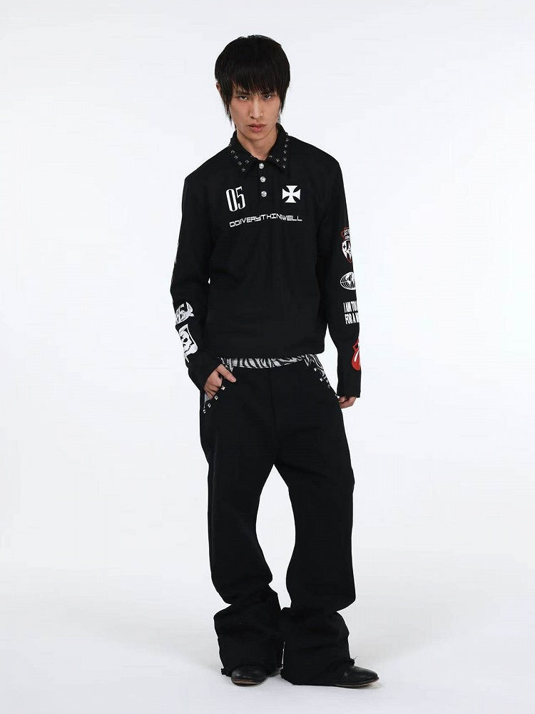 Zebra Print Black Curved Leg Denim with Dual Hem - DETW OnLine