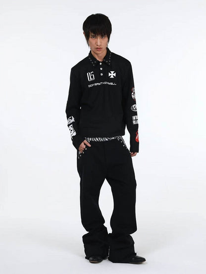 Zebra Print Black Curved Leg Denim with Dual Hem - DETW OnLine
