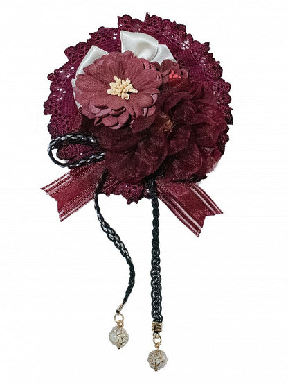 Blue/Green/Red Dark Floral Hairclip