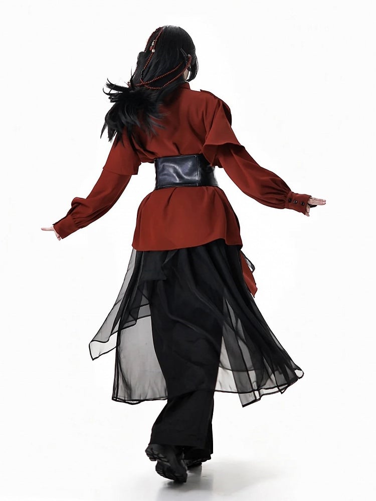 Loose Black Fit Chiffon Pants Overlay with Draping