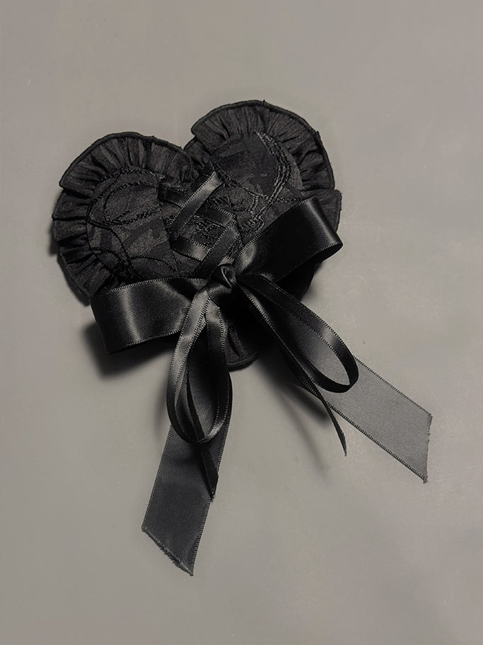 Red White Heart-shpaed Hairclip Black /