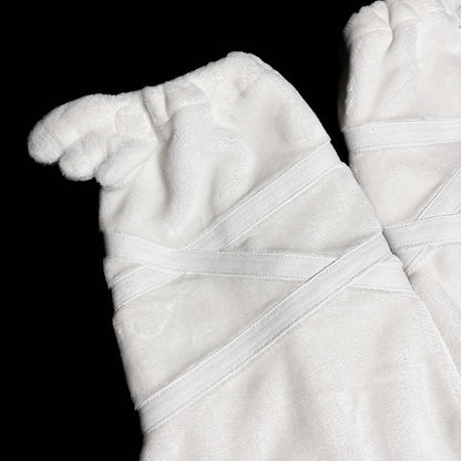 ケイ アップリケ エンジェル ジライ カワイイ ホワイト ヤミ フランネル レッグウォーマー 羽根デザイン クロス