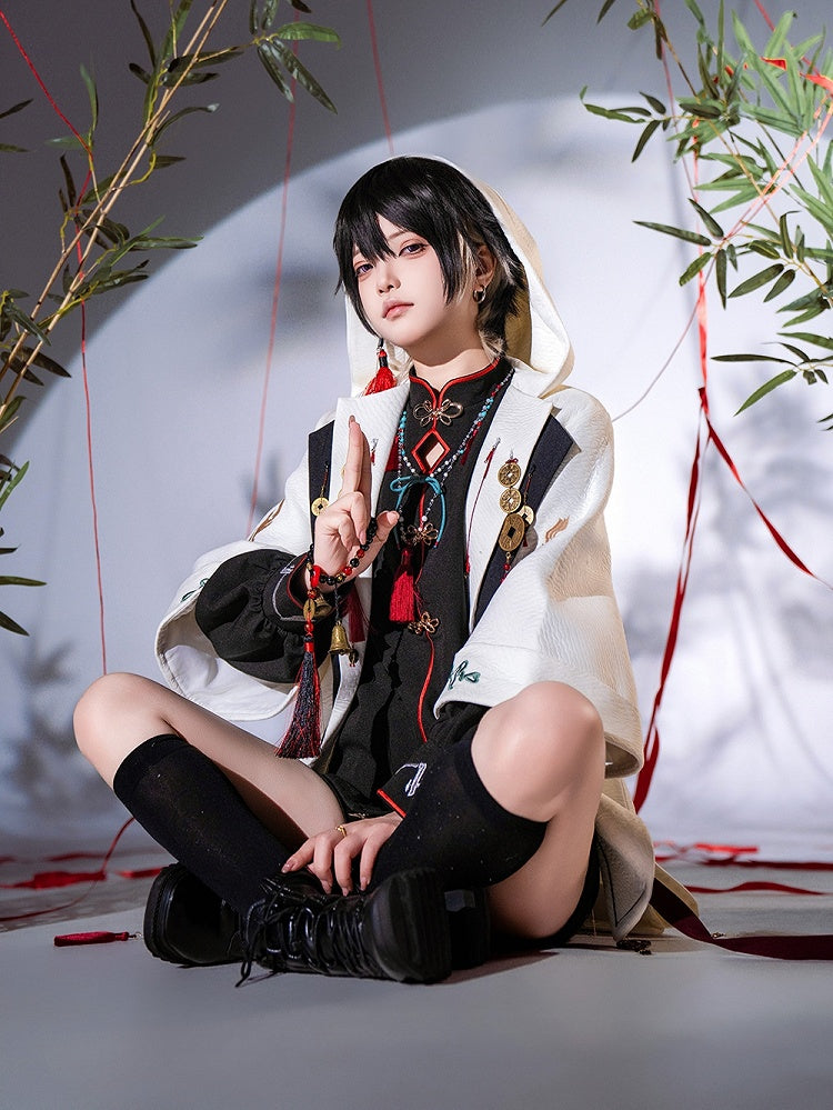 Red Pendants with Tassel Beaded Necklace Style Chinoiserie