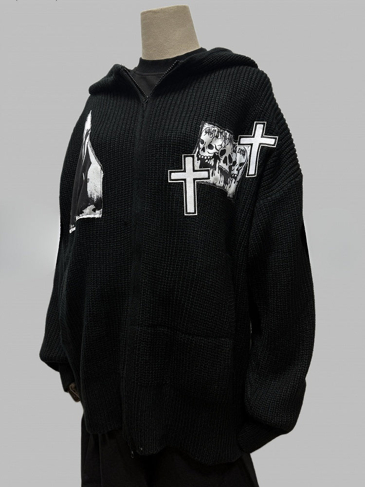mit Pullover Schwarz Hoodie Kreuz