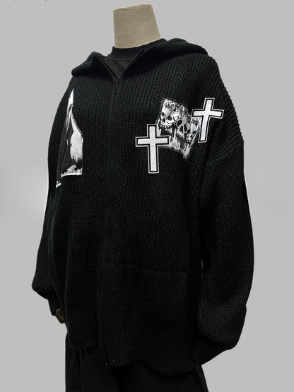 with Sweater Black Hoodie Cross