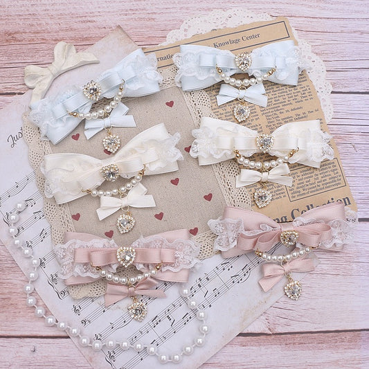 Heart Rhinestone Options 6 Chian Jirai Color Bowknot Pearl Kei Hairclip