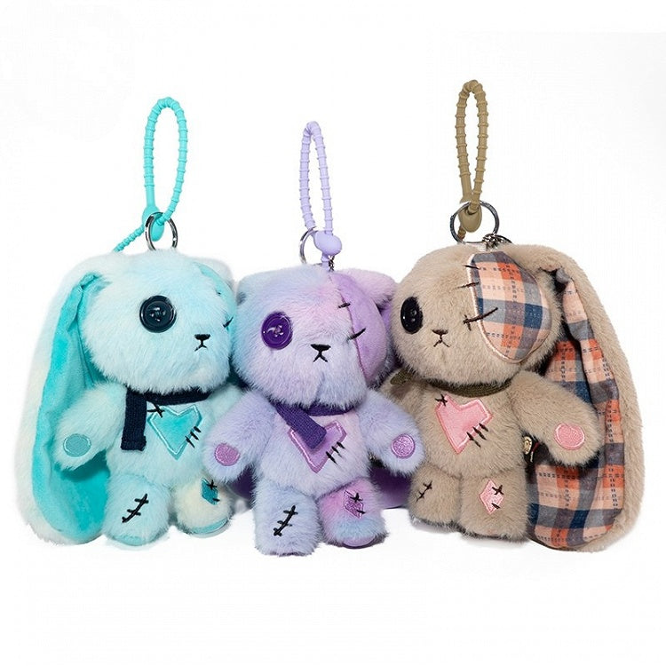 Green/Purple Heart Embroidery Guro - Bunny Kawaii Keychain
