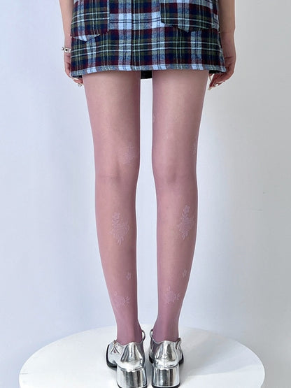 4色展開 ロゼット柄タイツ