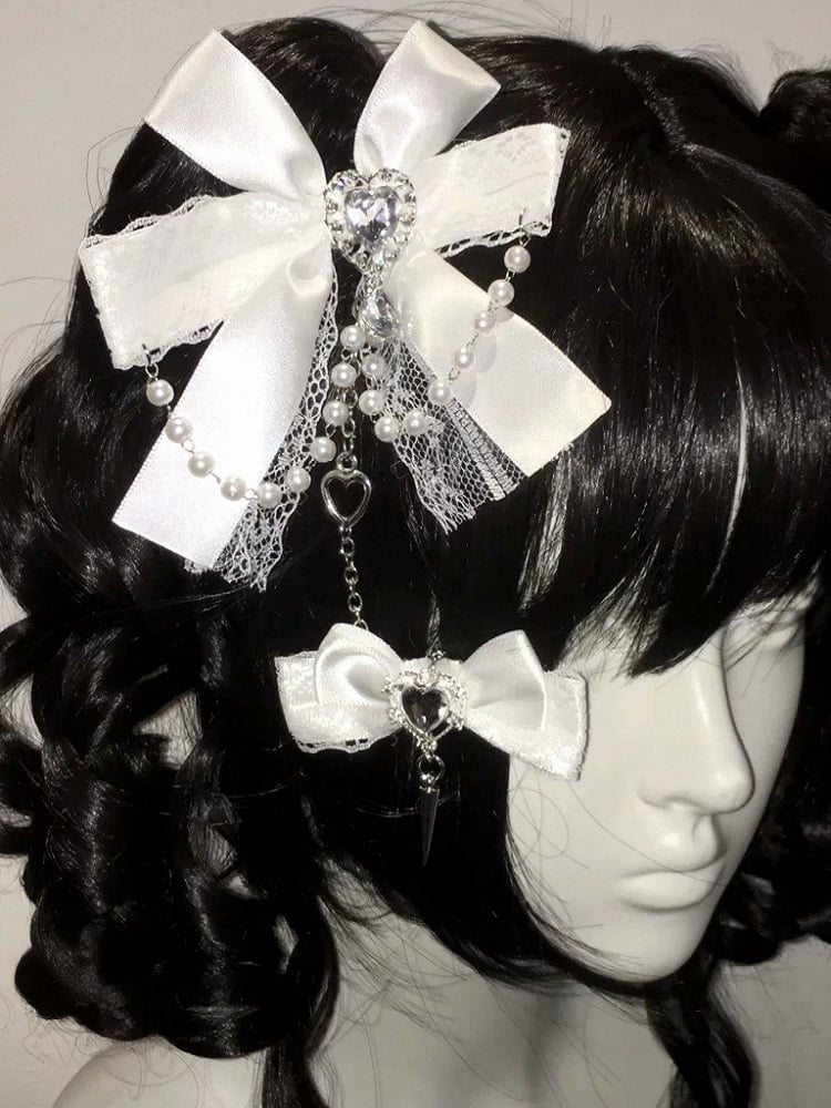 5-Color Gothic Bow Hairclip Heart Spike Decorations - fallen angel