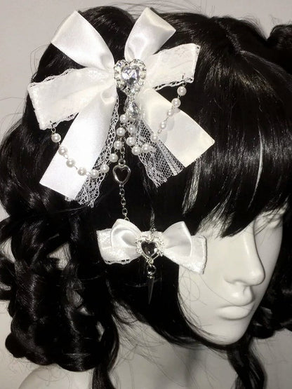 5-Color Gothic Bow Hairclip Heart Spike Decorations - fallen angel