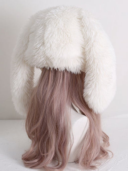 Adorable White Plush Hat Bunny Lolita Droopy-Eared