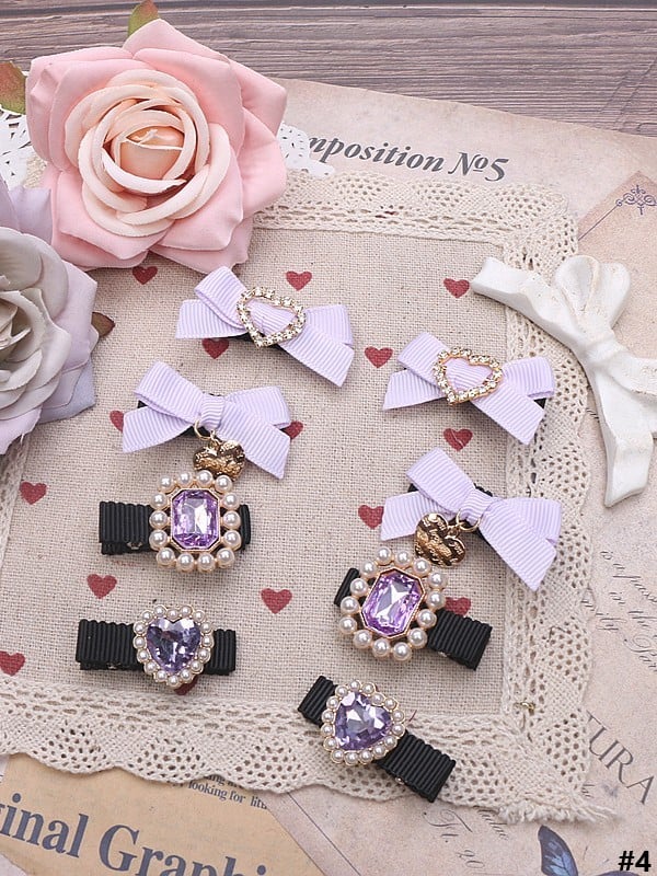 14 Color Rhinestone Pearl Hairclips Kei Heart Options Set Jirai