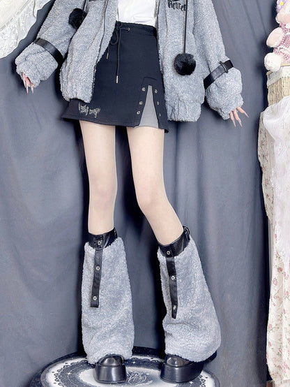 Covered Fleece - Lined Waist with Skirt Drawstring Elastic Black