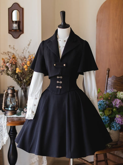 ブラックノッチカラークロップドコート