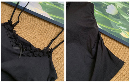 キャミソール アンダーワイヤー サマーカップ トップス 快適 ブラック