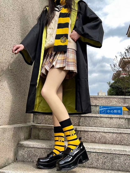 Pattern Calf Socks Retro 4 Striped Colors