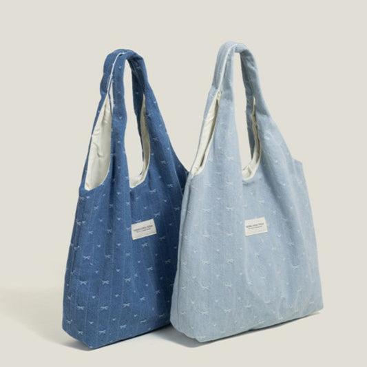 Decoration Shoulder Colors Canvas Bag Bowknot with 2