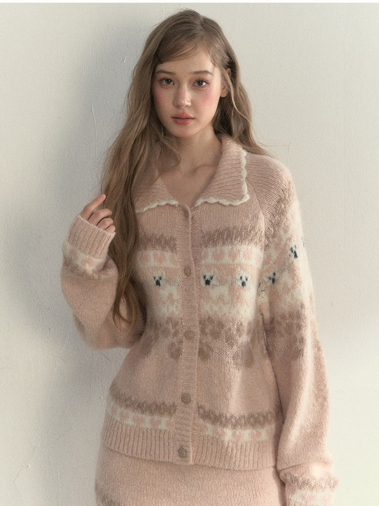 Knit Style with Dog Sweater Pattern Sweet Pink Retro