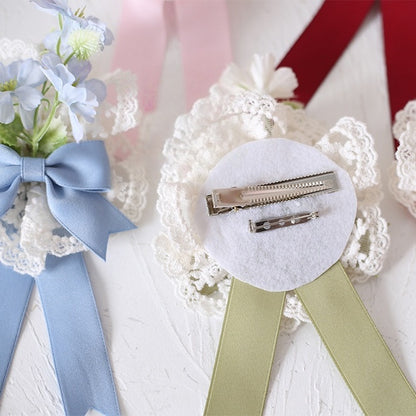 Bowknot Ginger Floral Charming Lolita Brooch