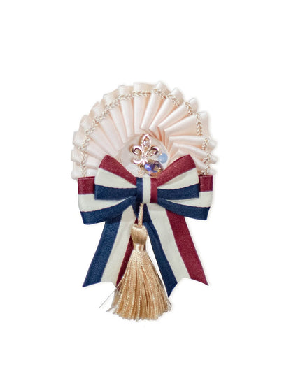 White Yellow Green Dark Blue Bow Tassel Lolita Brooch Clip - Crucis Universal Tailor Company