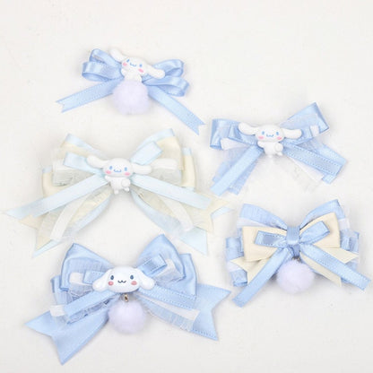 Blue Lolita Bowknot Hairclip Sweet Dog 4 Options White