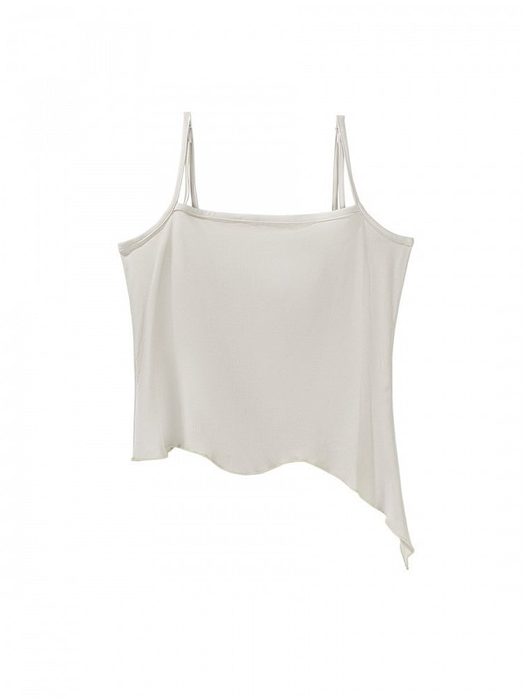 White Sleeveless Asymmetrical Hem Top - Unknown Star