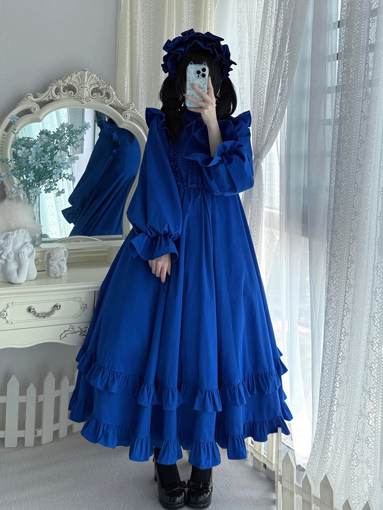 Gothic Lolita Ruffled High Neck Dress - Blossom Herald
