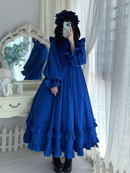 Gothic Lolita Ruffled High Neck Dress - Blossom Herald