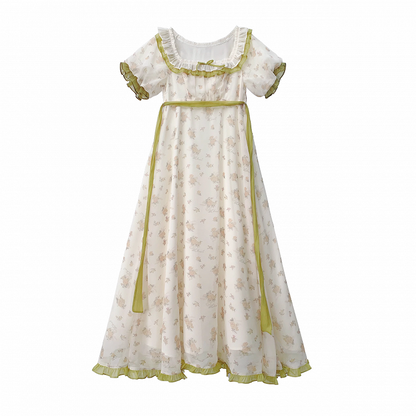 Stück Empire Taille Grün Taillengürtel Elegante Klassische Lolita One mit Blumenkleid