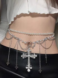 Silver Cross Pearl Waist Chain - WhaleHall