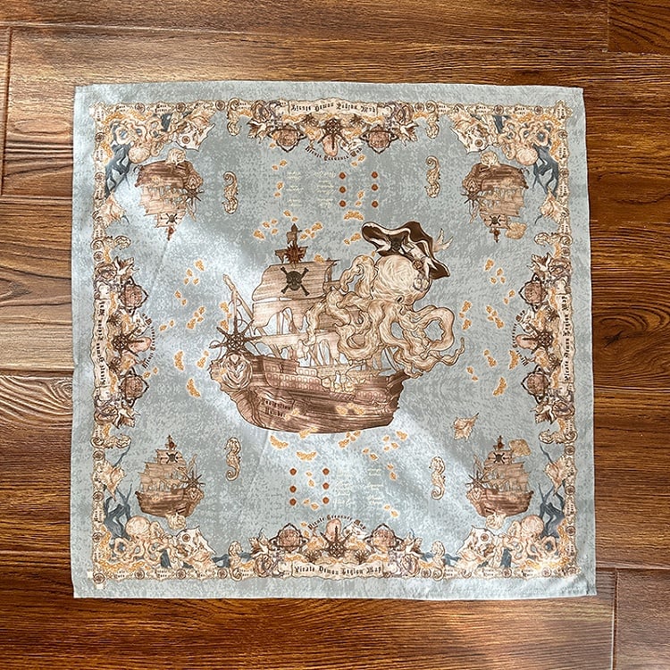 Kopftuch Blau Weiß / Rot Creme