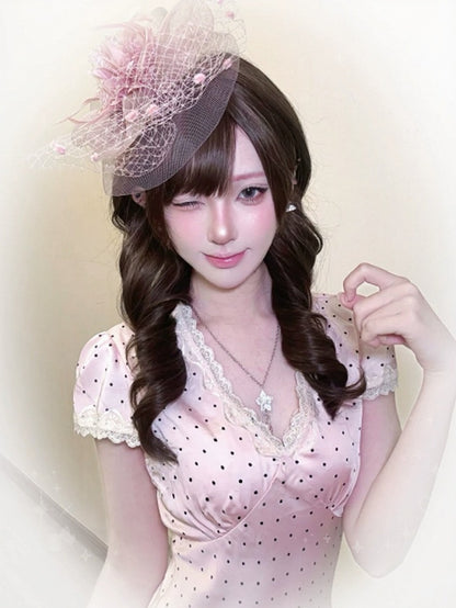 Dark Brown 65cm Curly Wig with Side-swept Bangs - Universe Opening