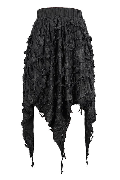 Ragged Hem Punk Black Mini Skirt