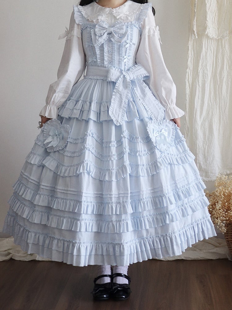 Ruffle Hairband Only / + with Bow Elegant Lolita Dress JSK Belt Multi-Layer Blue Detail