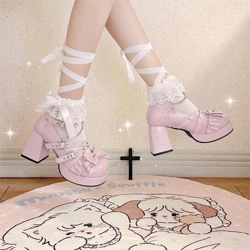 Y2K Gothic Lolita Platform Heels – Sweet Cool Girl Waterproof Wedge Shoes | LilyVow
