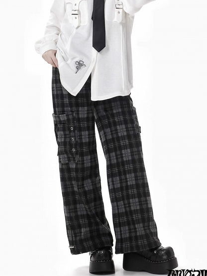 Schwarze Cargo-Taschen-Karohose