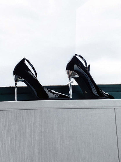 ハイヒール ブラック デザインヒール ゴシックヒール ポインテッドクロストゥ