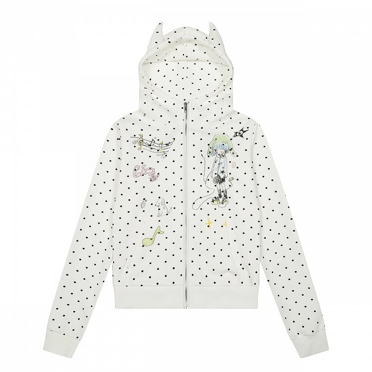 Veste Polka à Imprimé Fille Point Noir Dessin Animé Blanc
