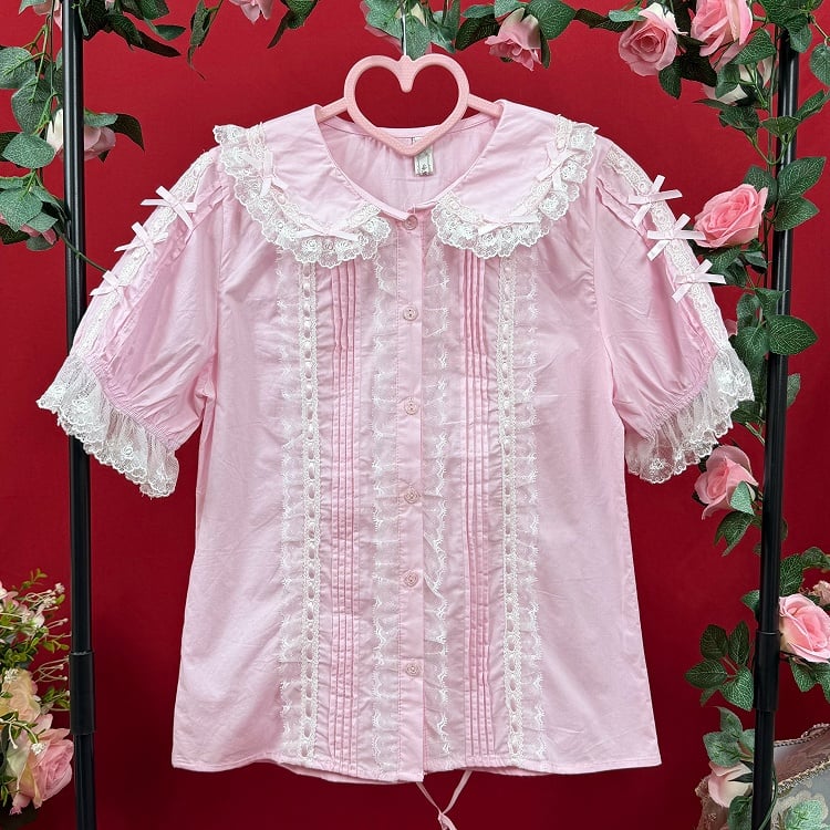 ピーターロリータ スイートスリーブブラウス パンショート コットン ピンクカラー