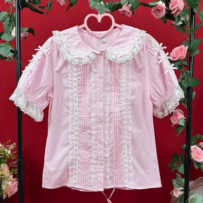 ピーターロリータ スイートスリーブブラウス パンショート コットン ピンクカラー