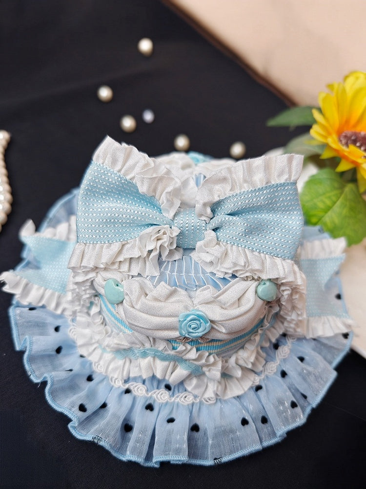 Pink Blue Mini Lolita Purple / Hat White