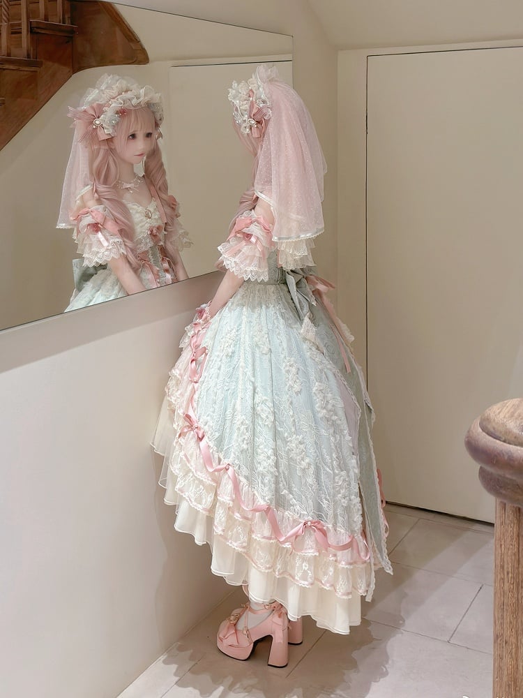 Corset Pink Skirt Hanayome and Waist Dress Layered Green High-low Lolita with