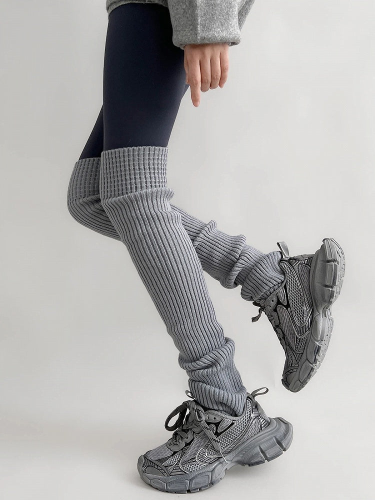 (3 Ribbed Bow Detachable Colors) Leg Warmers