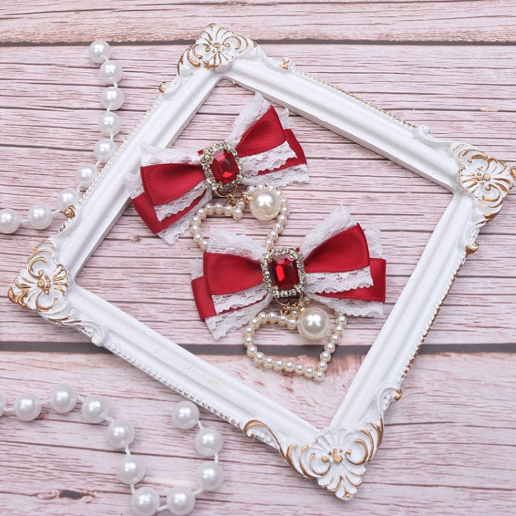 Bowknot Hairclip Options Lace Kei Jirai Charm 10 Heart Pearl Color