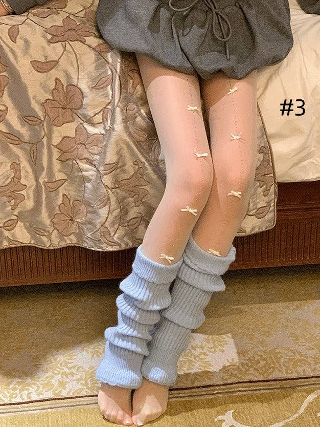 ラインストーン蝶結びタイツ