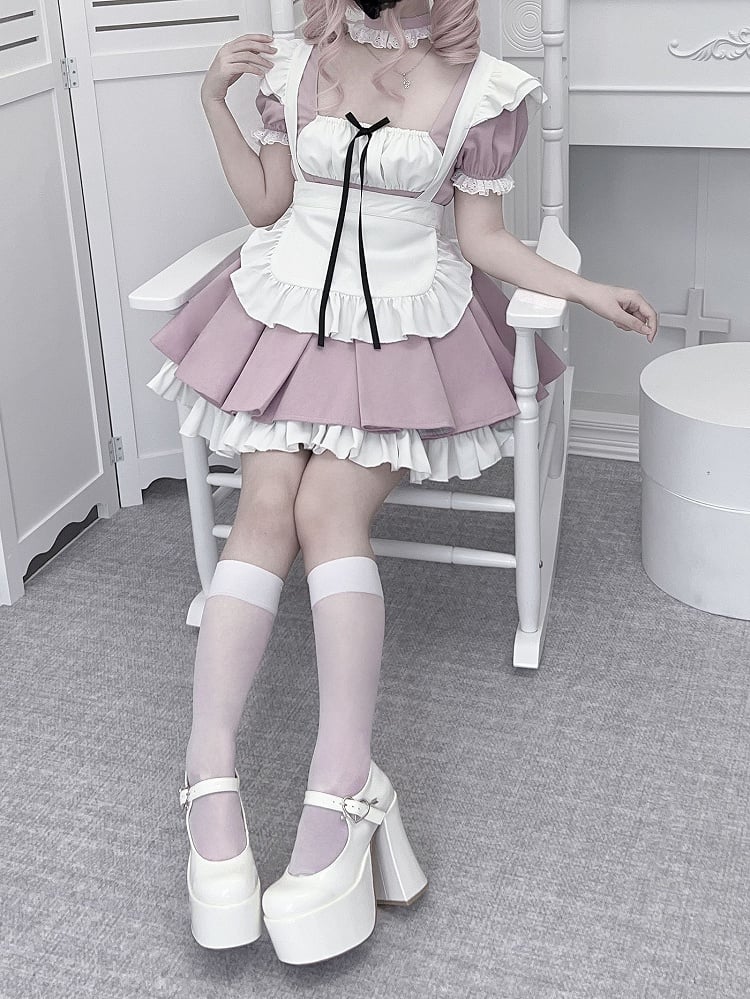 Pleats Set: Dress Style Dusty Pink Maid Kei Jirai Box